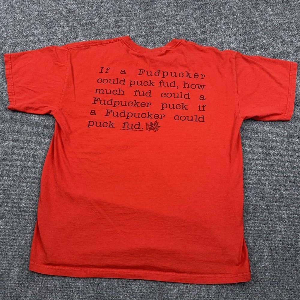 VTG Fudpuckers Tongue Twister Graphic T-Shirt Mens Large Red Crewneck
